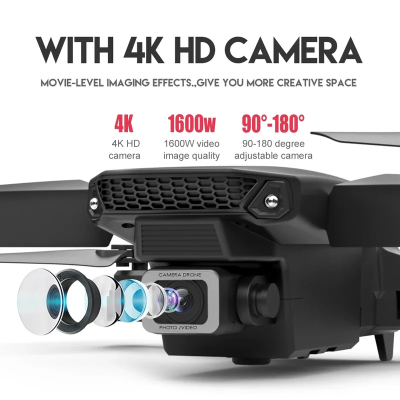 Dron plegable inteligente E88  - Drone Camera Wide Angle reseña y precio