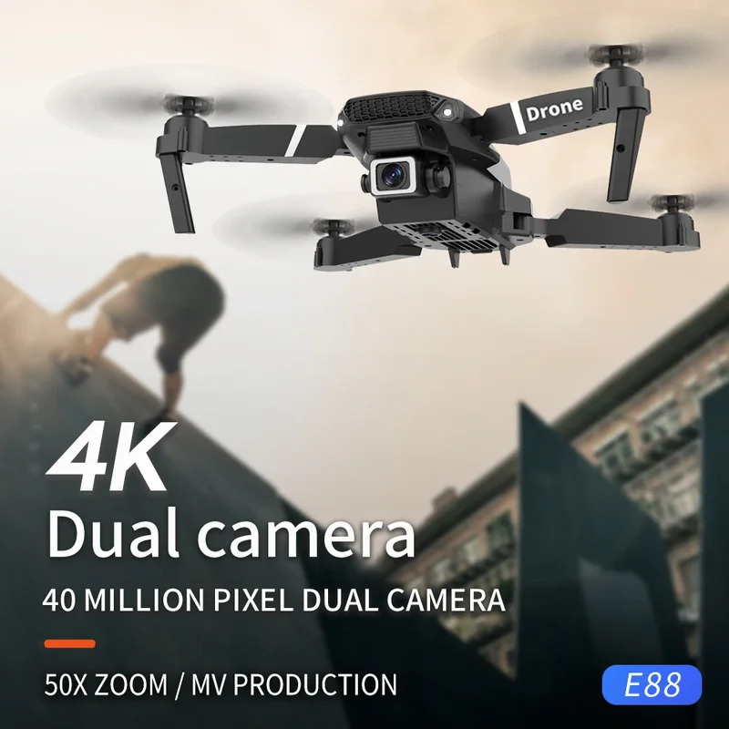 Dron plegable inteligente E88  - Drone Camera Wide Angle reseña y precio